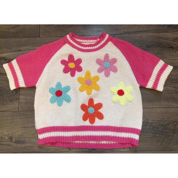 BiBi Crochet Flower Patch Sweater Large - Picture 4 of 8